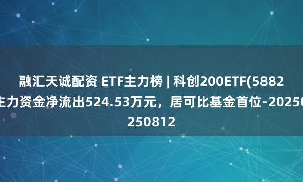 融汇天诚配资 ETF主力榜 | 科创200ETF(588230)主力资金净流出524.53万元，居可比基金首位-20250812