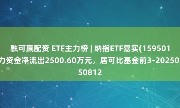 融可赢配资 ETF主力榜 | 纳指ETF嘉实(159501)主力资金净流出2500.60万元，居可比基金前3-20250812