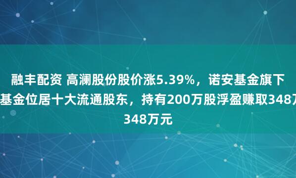 融丰配资 高澜股份股价涨5.39%，诺安基金旗下1只基金位居十大流通股东，持有200万股浮盈赚取348万元
